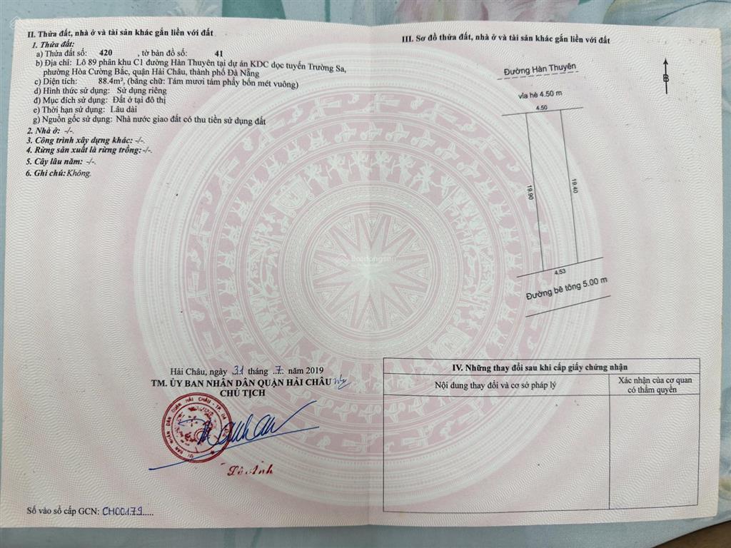 Bán đất tại 03 hàn thuyên, quận hải châu, đà nẵng, giá siêu hời 12,1 tỷ, 88,4m2