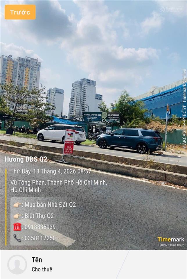 Đất mặt tiền đường lớn. vũ tông phan quận 2