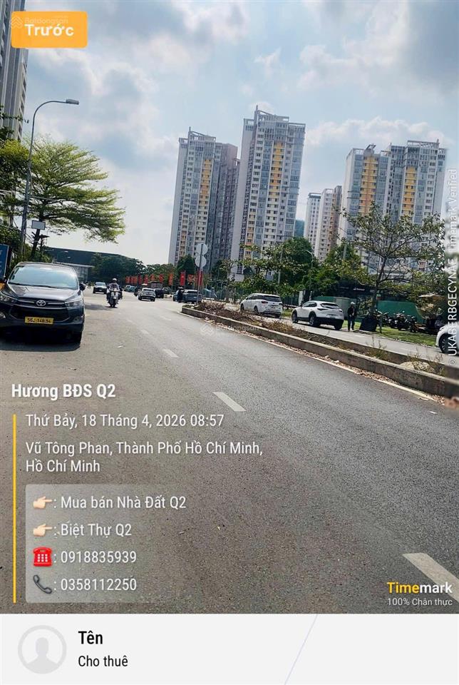 Đất mặt tiền đường lớn. vũ tông phan quận 2