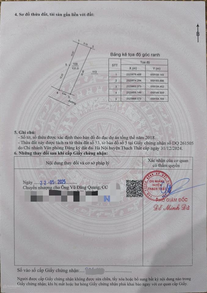 Bất động sản 131m2 thôn trúc voi  đồng trúc, nay là hạ bằng  tp hà nội
