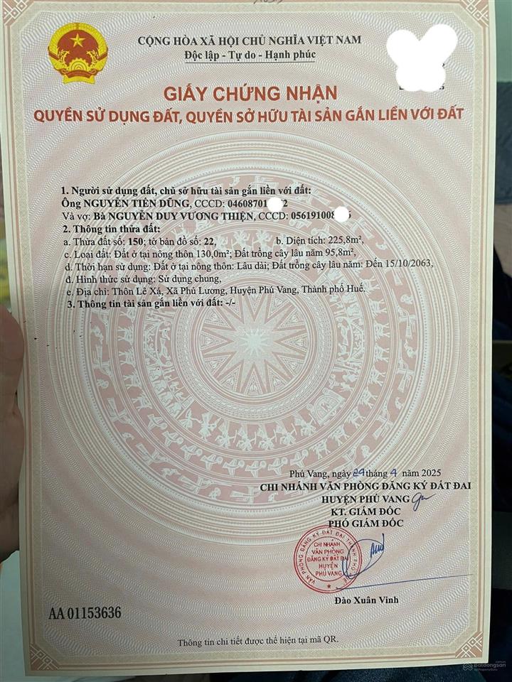 Đất phú lương chính chủ 225m2 900đ