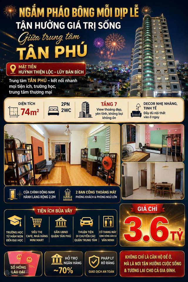 Bán cc view đẹp tại huỳnh thiện lộc, 3,6 tỷ, 73,9 m², tân phú, tp.hcm