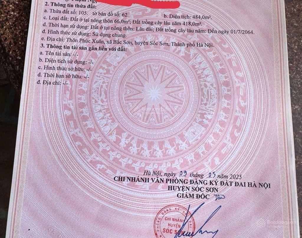 Bán đất xây nghỉ dưỡng  gần du lịch cánh diều phúc xuân  trung giã | 484m2 | giá 2.32 tỷ