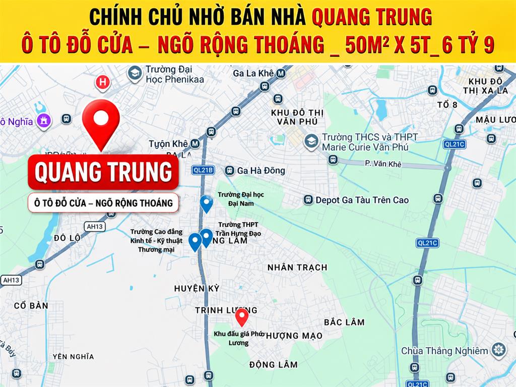 Bán nhà quang trung, ô tô đỗ cửa, ngõ thông thoáng, vài bước ra ô tô tránh, 50m²x5t, 6 tỷ 9
