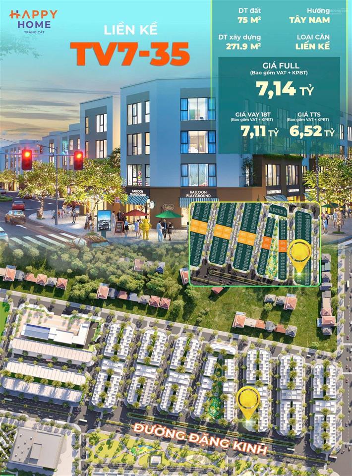 Liền kề tv735 vinhomes happy home tràng cát | vị trí đẹp trên trục đường đặng kinh