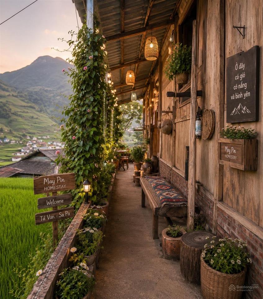 Bán nhà sàn view thung lũng mường hoa trung tâm bản tả van, sa pa tặng bản thiết kế trang trí