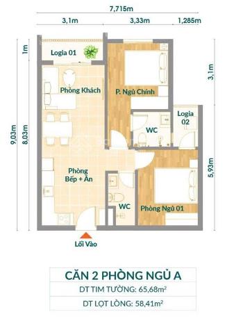 Bán căn hộ noxh k  home avenue, 1,32 tỷ, 70m2, 2pn, 2wc, giá tốt!