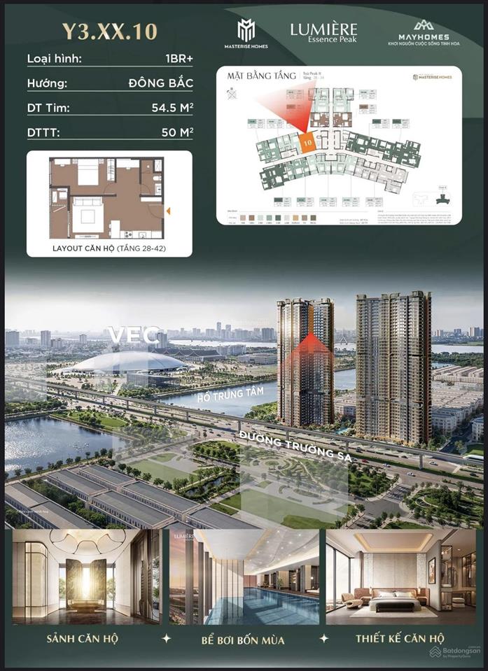 Bán căn 1pn+1 50m toà y3 lumiere mặt hồ cổ loa view toàn cảnh 6,89 tỷ  0916 471 ***