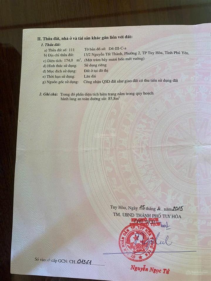 Bán đất tặng nhà cấp 4 trung tâm tp tuy hòa