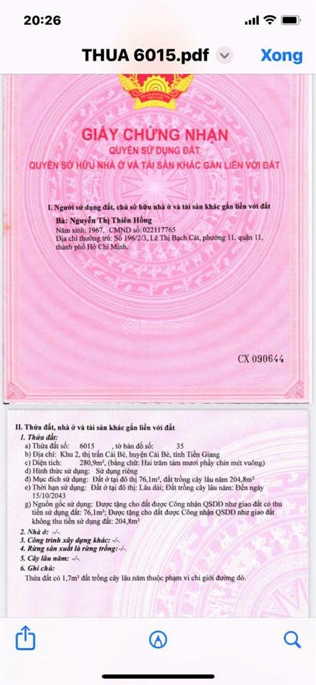 Bán đất tại xẻo mây, 7,5 tỷ, 523 m2, pháp lý đầy đủ