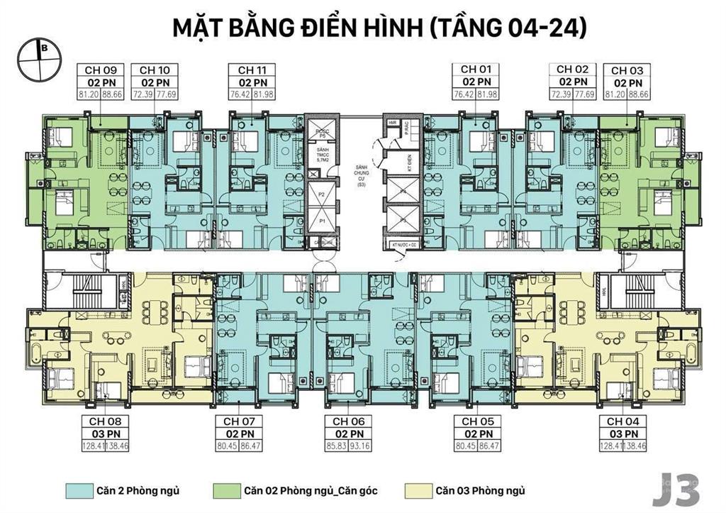 Bán nhanh căn góc 3 ngủ 3 vệ sinh 128m2 tại dự án jade square, hướng nam mát mẻ giá 11,5 tỷ