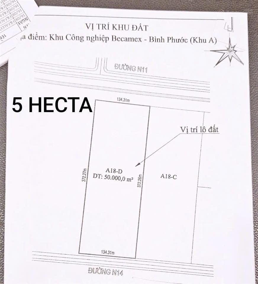 Bán đất kcn 50.000m2 becamex chơn thành, bình phước 2,86 triệu/m²
