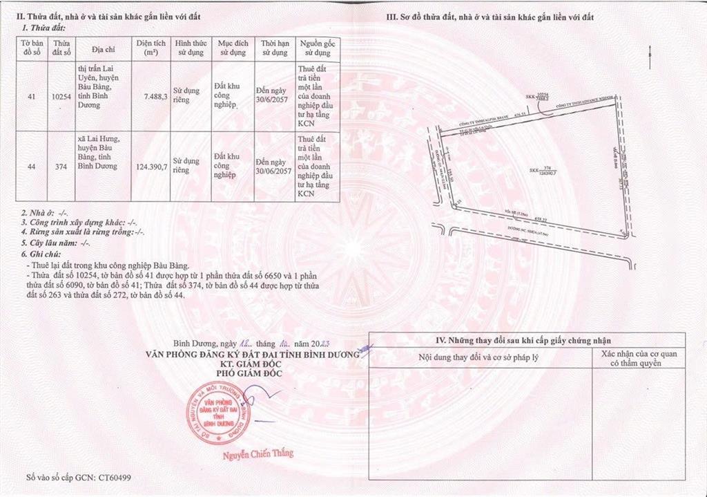 Bán đất kcn 131.879m2 bàu bàng, bình dương