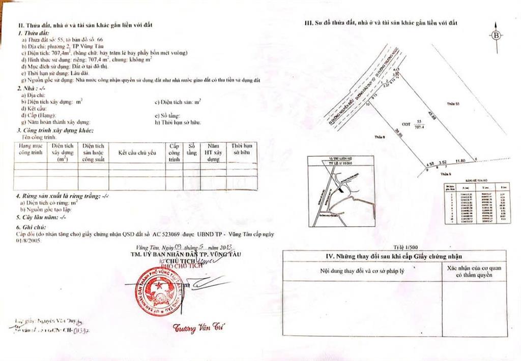 Bán lô đất biệt thự có nhà 707m2 gần biển bãi sau  khu đồi ngọc tước 1  vũng tàu  giá 60 tỷ