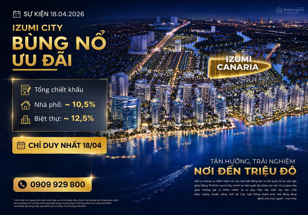 Hàng độc quyền! chiết khấu cực sâu 10.5% nhà phố izumi city 151,6m2, sân vườn riêng, đậu ô tô riêng