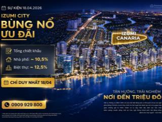 Hàng độc quyền! chiết khấu cực sâu 10.5% nhà phố izumi city 151,6m2, sân vườn riêng, đậu ô tô riêng