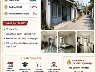 Hẻm ô tô thủ đức  làng tăng phú  60m thổ cư  chỉ nhỉnh 5 tỷ, mua đất tặng nhà c4!