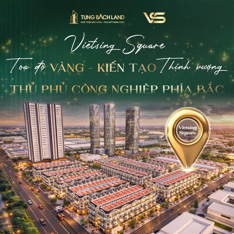 Chỉ 6,3 tỷ  sở hữu ngay căn shophouse 75m2, 4 tầng, sẵn sổ tại vietsing square  vsip từ sơn