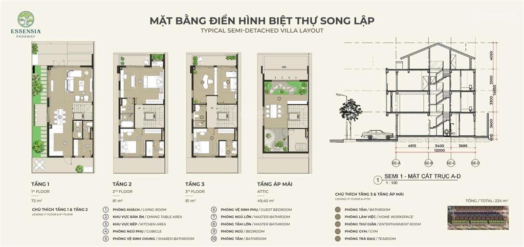 Sống đẳng cấp  biệt thự essensia parkway, view xanh mát  chỉ 32 tỷ