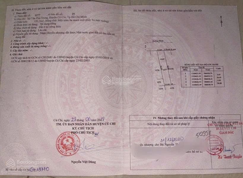 Ngộp bank bán lỗ đất 131m2 ngay uỷ ban tân phú trung huyện củ chi, cách hồ văn tắng rẽ vào 100m