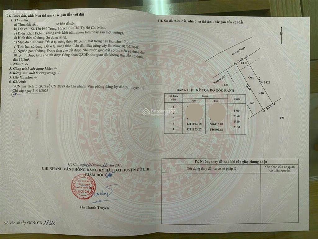 Chủ kẹt tiền bán gấp nhà mặt tiền hồ văn tắng, tân phú trung, củ chi 118m2 giá 790 triệu