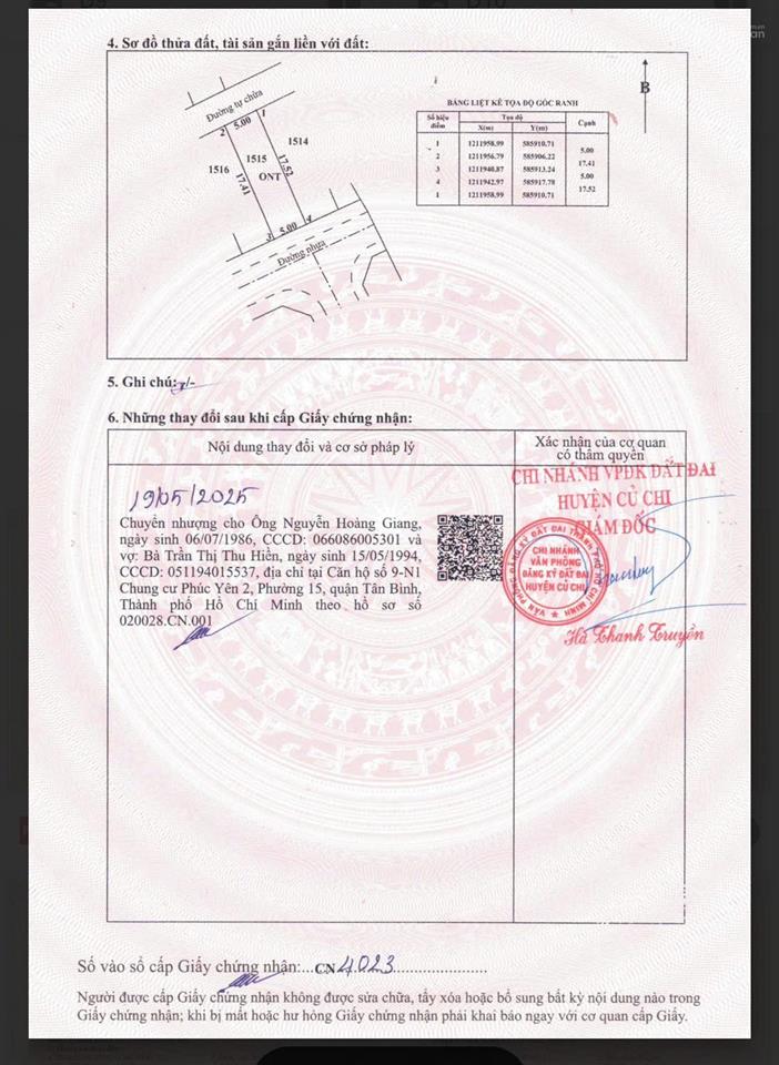 Đất sạch, ko dính quy hoạch, sổ hồng riêng chỉ 2 tỷ tại tân phú trung, củ chi, diện tích 85m2