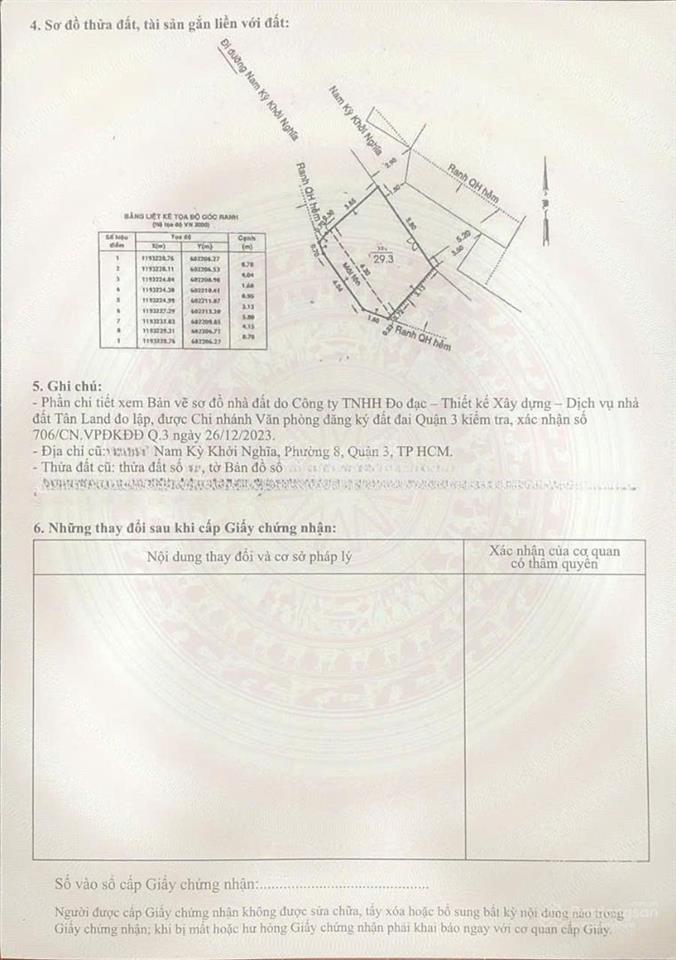 Bán nhà trung tâm quận 3 nam kỳ khởi nghĩa  kết cấu sẵn  sổ hồng riêng  giá 5.5 tỷ