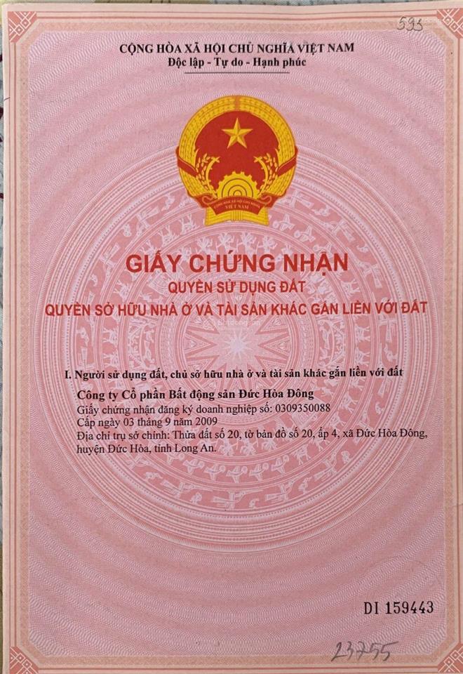 Đất nền thổ cư đường nhựa xe hơi ngay ranh bình chánh 90m2. giá chỉ 1 tỷ 250 triệu