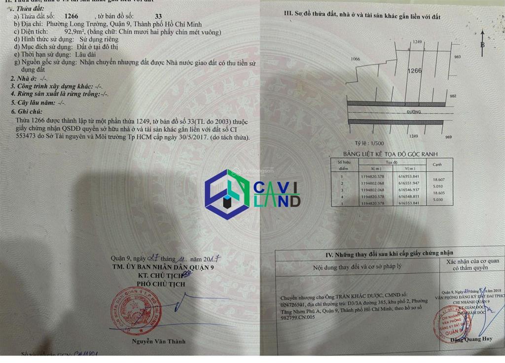 Bán đất long trường ngang 5m đẹp đường nhựa 6m
