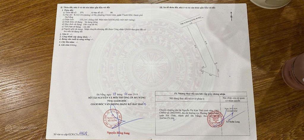 Chính chủ bán lô đất 2 mặt thoáng diện tích khủng 103m2 mặt tiền 4,3m sát aeon thanh khê