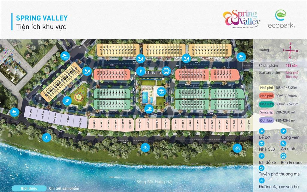 Bán nhà phố xẻ khe ecopark 1c ecopark, spring valley ecopark, thung lũng mùa xuân ecopark 160m2