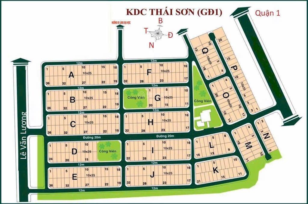 Đất thái sơn 10x25m đường thông dãy đẹp (không phải a, b) giá chỉ 55,9 tr/m2