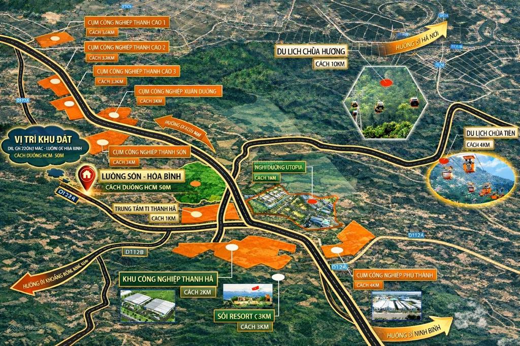 Bán đất xã cao dương lương sơn, gần kcn thanh hà 282ha, sổ riêng, giá từ hơn 400 triệu