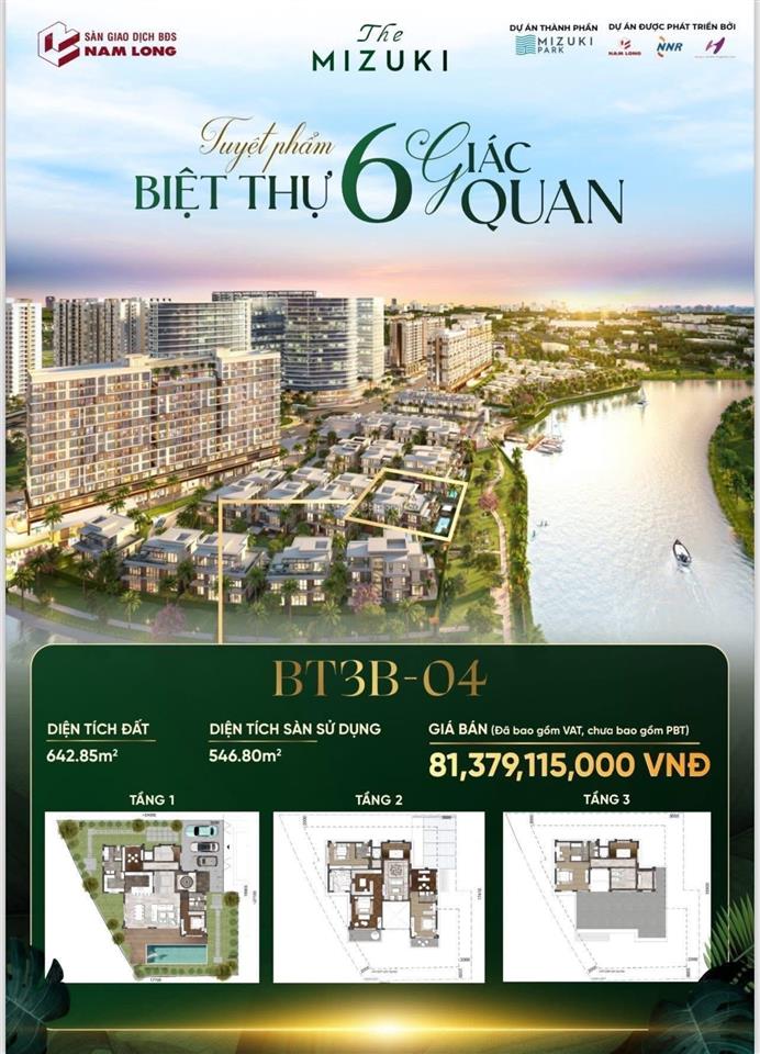 Hai căn biệt thự view sông cuối cùng. giá gốc cđt khu đô thị mizuki park.  0904 555 ***