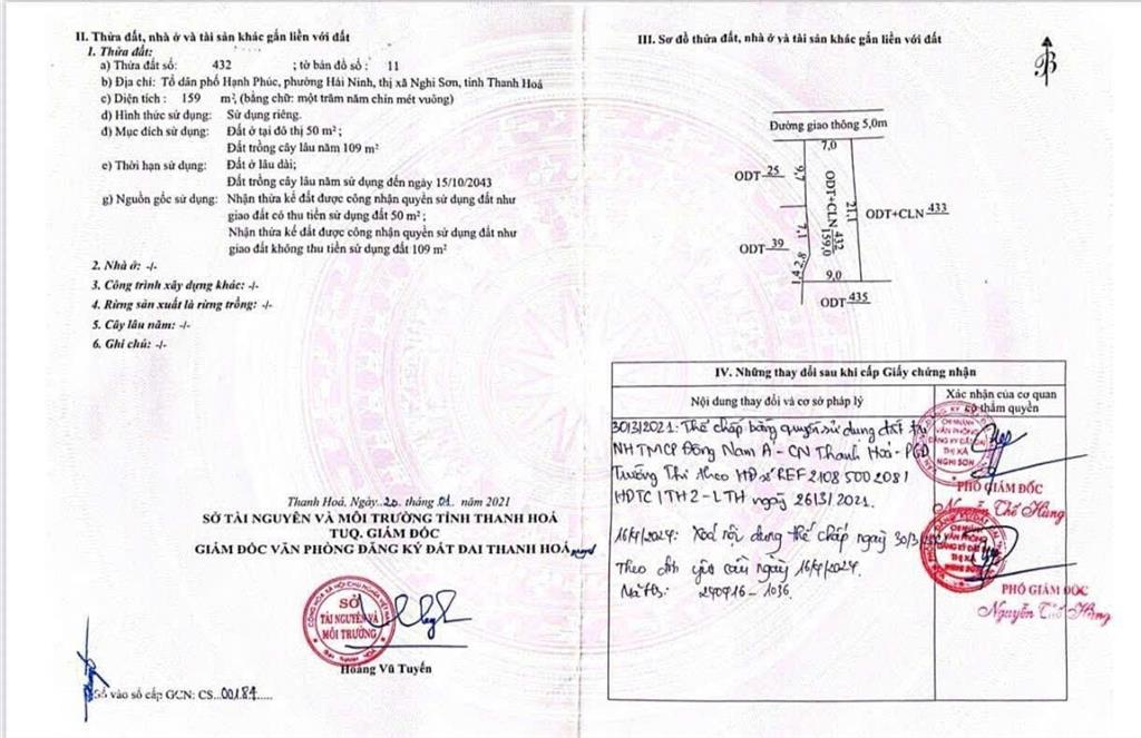 Bán gấp đất thổ cư chính chủ tại phường hải ninh, thị xã nghi sơn, tỉnh thanh hóa