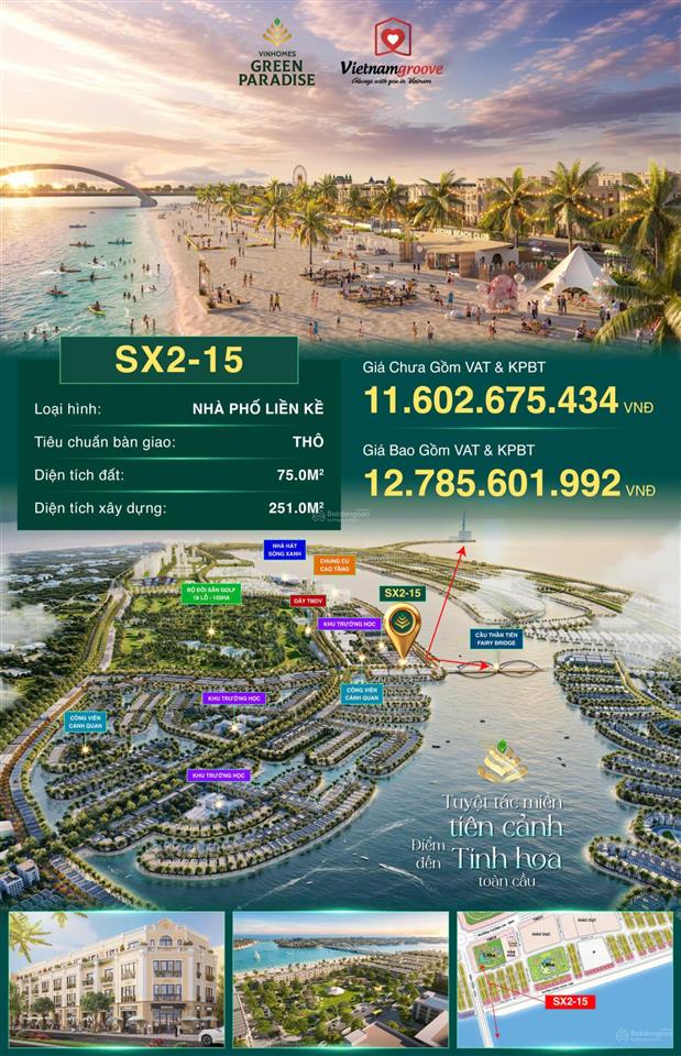 Mở bán nổi bật căn nhà phố liền kề sx215  phân khu vịnh tiên (vinhomes green paradise cần giờ)