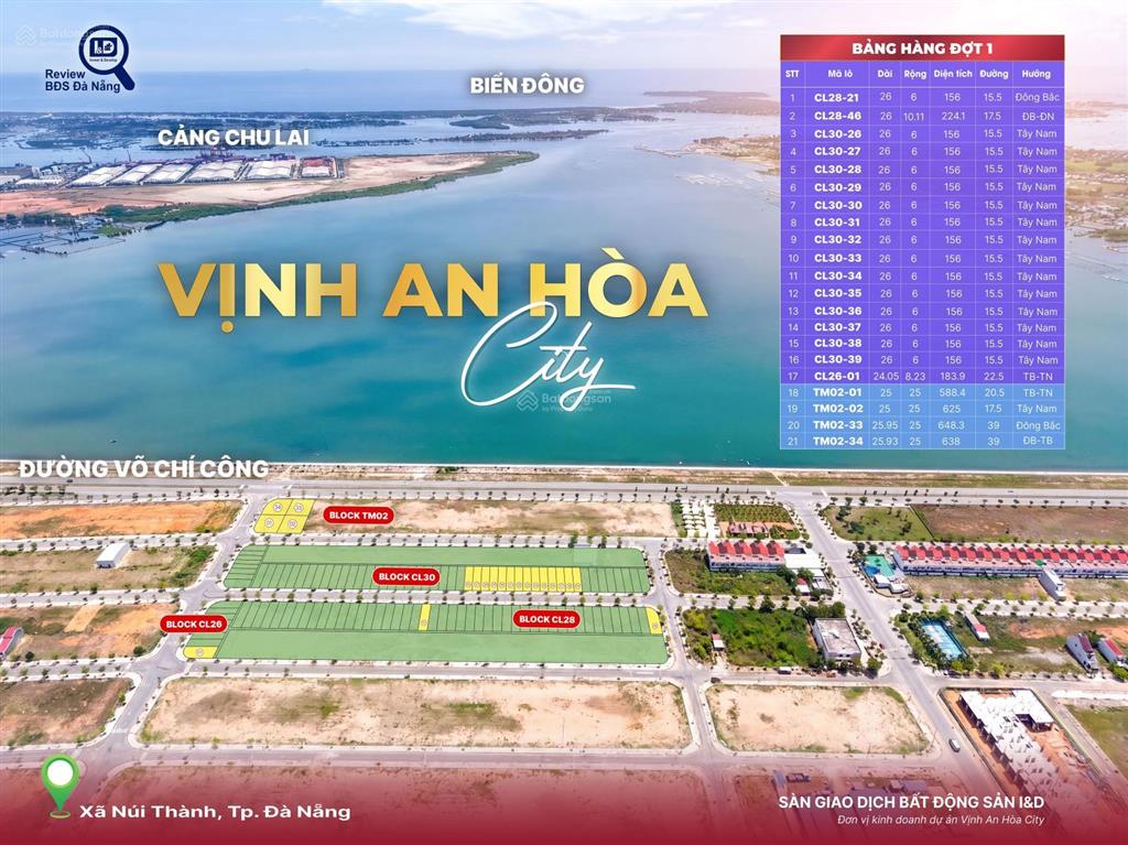 Bán đất nền dự án tại kđt vịnh an hoà núi thành, 1,75 tỷ, 156m2