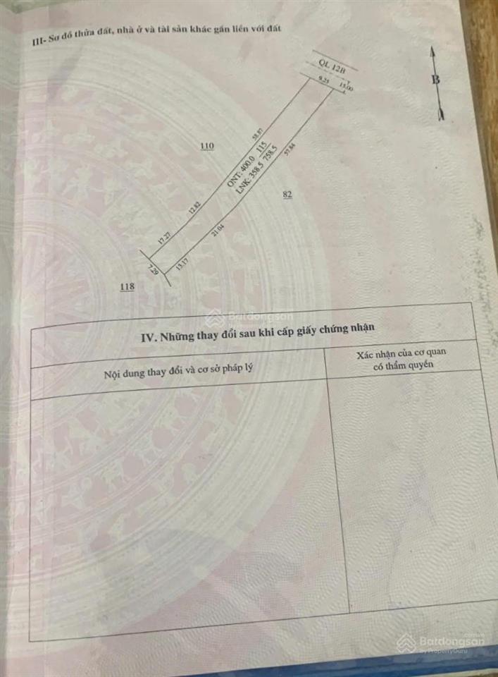 758m có 9.25m mặt tiền ql 12b yên trị  400m thổ cư