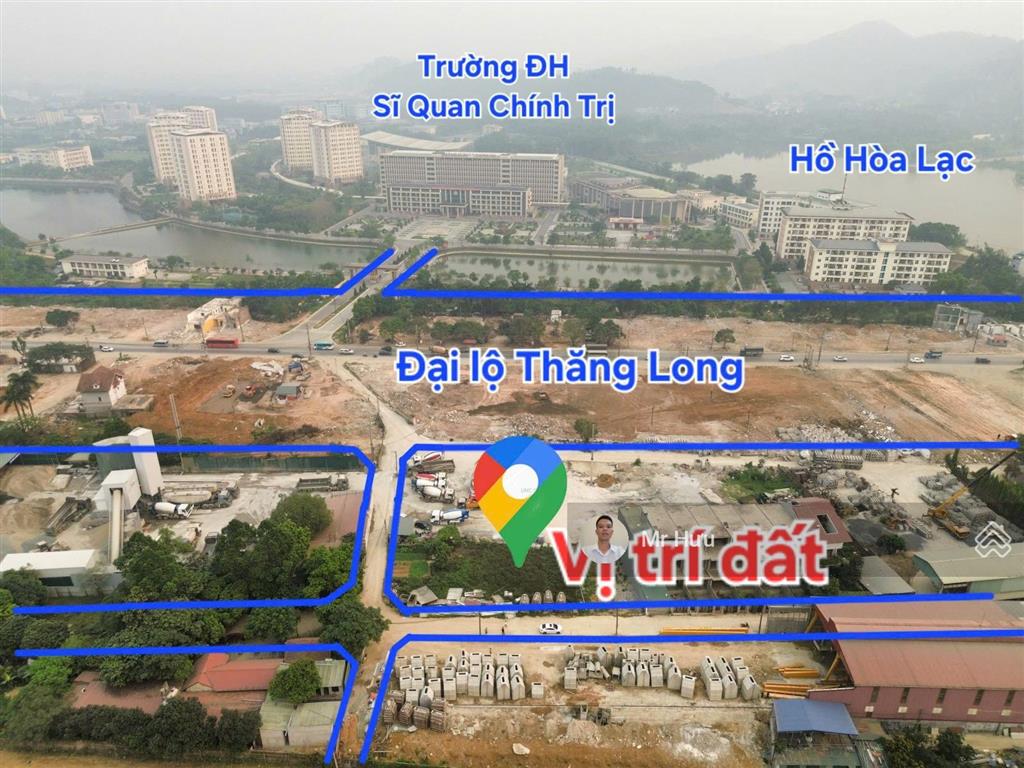 117m  mặt tiền 5.1m  hòa lạc  làn 2 đl. thăng long  chỉ 3.x tỷ