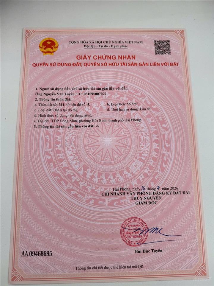 Giá cực tôt thời điểm hiện tại đất phường hoà bình ngay trung tâm nuí đèo thuỷ nguyên chỉ từ 685tr