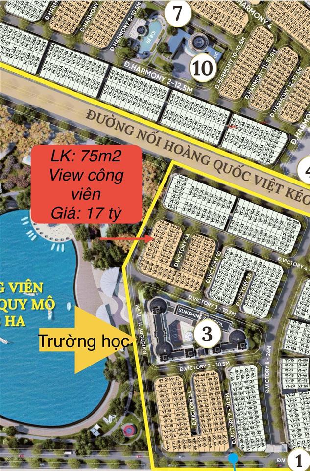 Em có duy nhất 1 căn liền kề 75m2 view công viên, giá 17 tỷ, bàn giao tháng 9/ ***