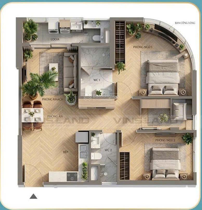 Căn góc 2pn kính cong 70.7m2 4.2 tỷ  tầng trung 2x view hồ tạo sóng và ngắm pháo.  0978 351 ***