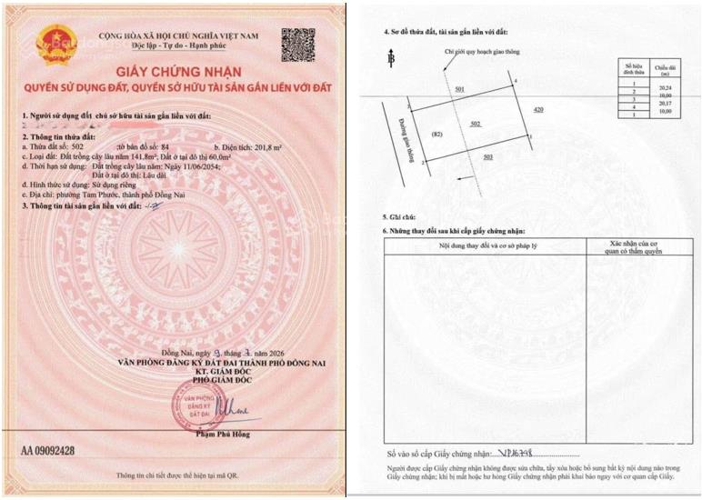 Bán lô đất biệt thự kế bên trường cao đẳng an ninh 201m2(10mx20m) có 60m2 thổ cư giá tốt 2 tỷ 350