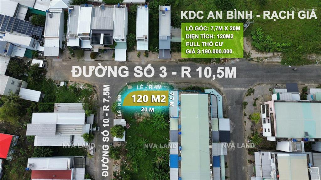 Bán lô góc 2 mặt tiền kdc an bình đường số 3 và số 10 | 120m2 | giá tốt