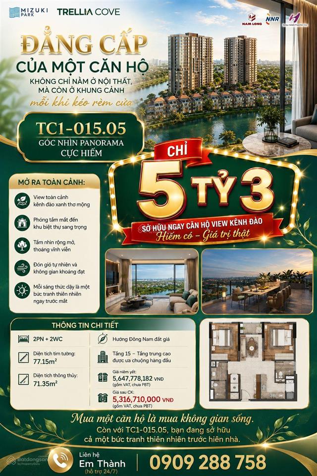 Đẳng cấp của một căn hộ không chỉ nằm ở nội thất, mà còn ở khung cảnh mỗi khi kéo rèm cửa 5t3