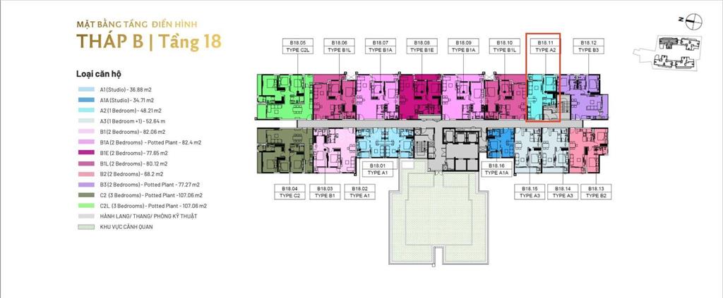 Chính chủ cần bán siêu phẩm 1pn layout a2 diện tích 48m2 tháp b
