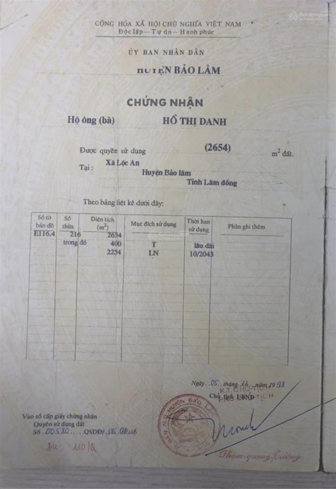 Bán đất 2654m² lộc an, bảo lâm, lâm đồng