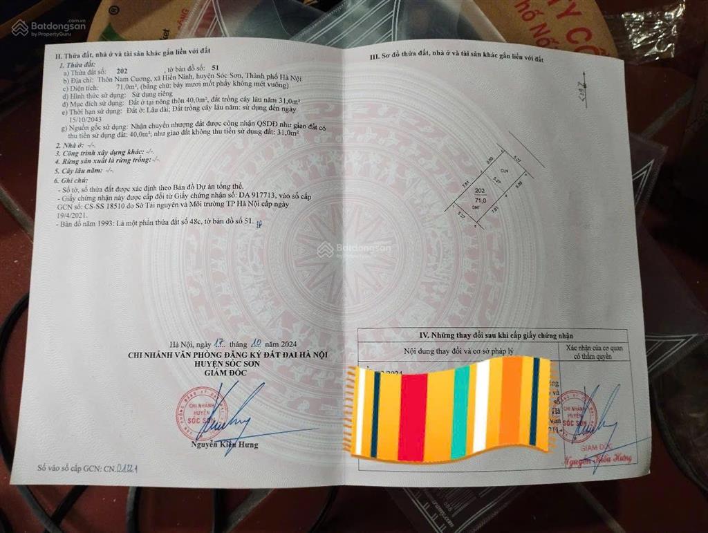 Đường thông tứ phía, ô tô ngủ trong đất, dt 71m full thổ cư giá nhỉnh 2tỷ