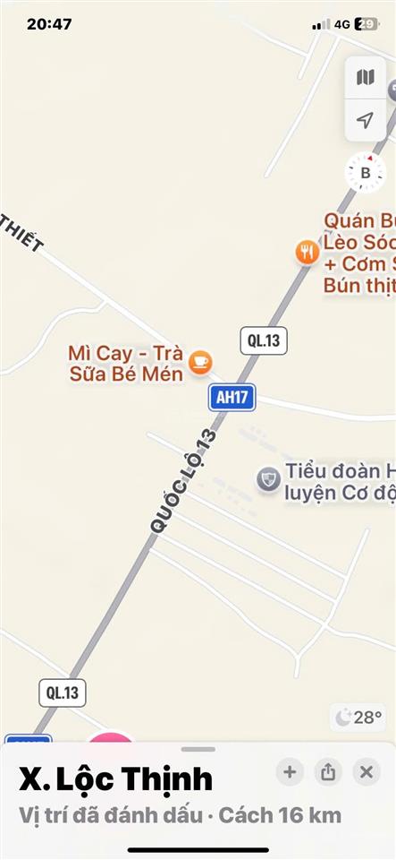 Bán đất tại ấp 2, mặt tiền quốc lộ 13, 2,5 tỷ, 708m2, giá siêu hời uy tín