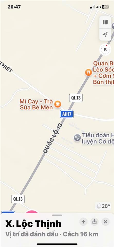 Bán đất tại ấp 2, mặt tiền quốc lộ 13, 2,5 tỷ, 708m2, giá siêu hời uy tín